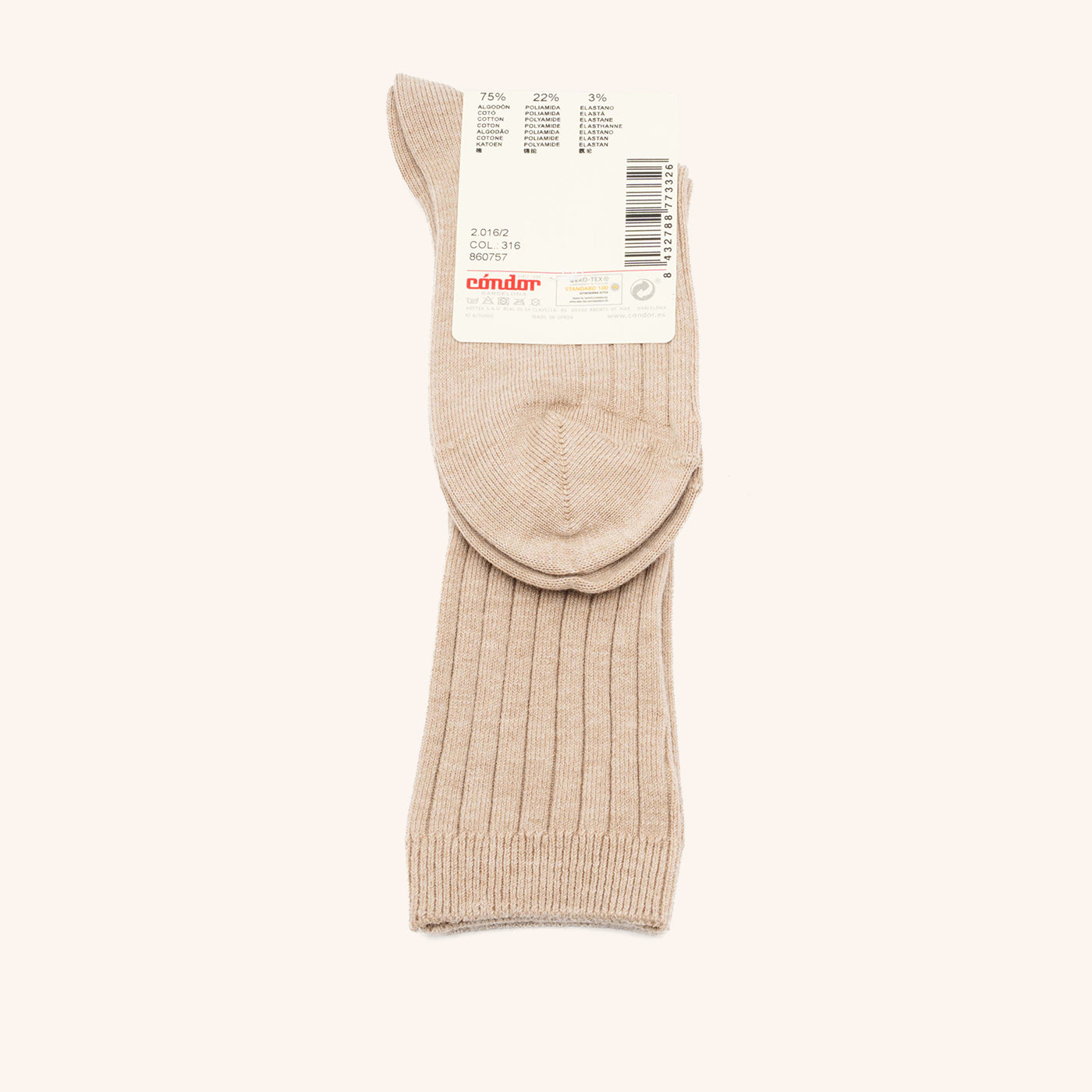 bisgaard x Cóndor cotton rib knee high socks turron